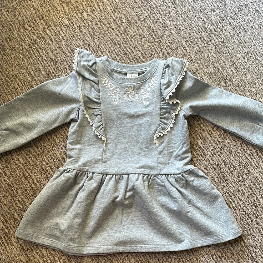 NWOT Janie and Jack Gray Floral Sweatshirt Dress